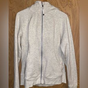 Lulu Heathered Ultra Light Grey Scuba Full Zip